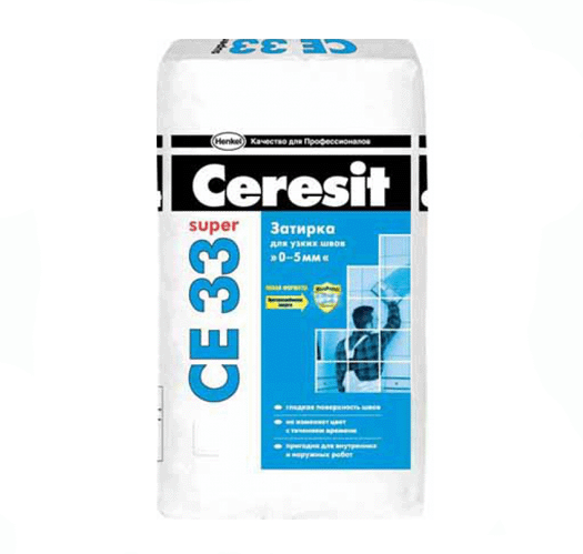 Затирка для плитки (швы до 5 мм) Ceresit "СЕ33/5" серый 5 кг